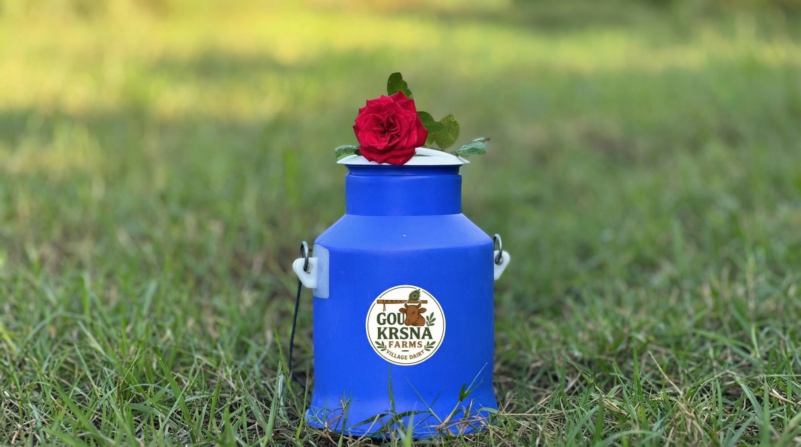 gou krsna farms milk can